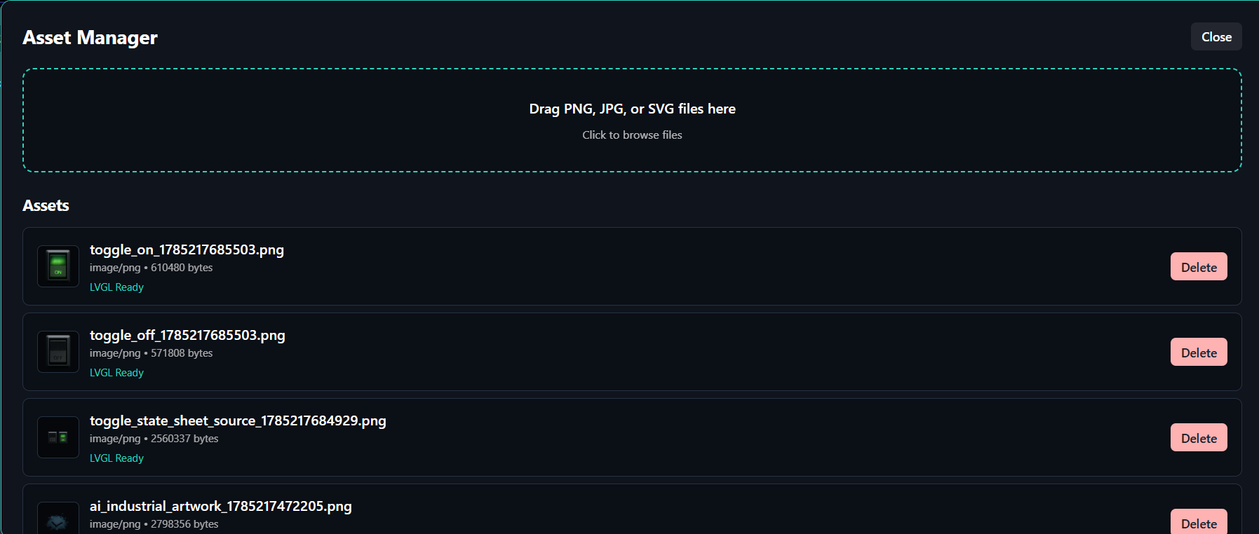 Asset Manager & Conversion ForgeUI Starter interface preview